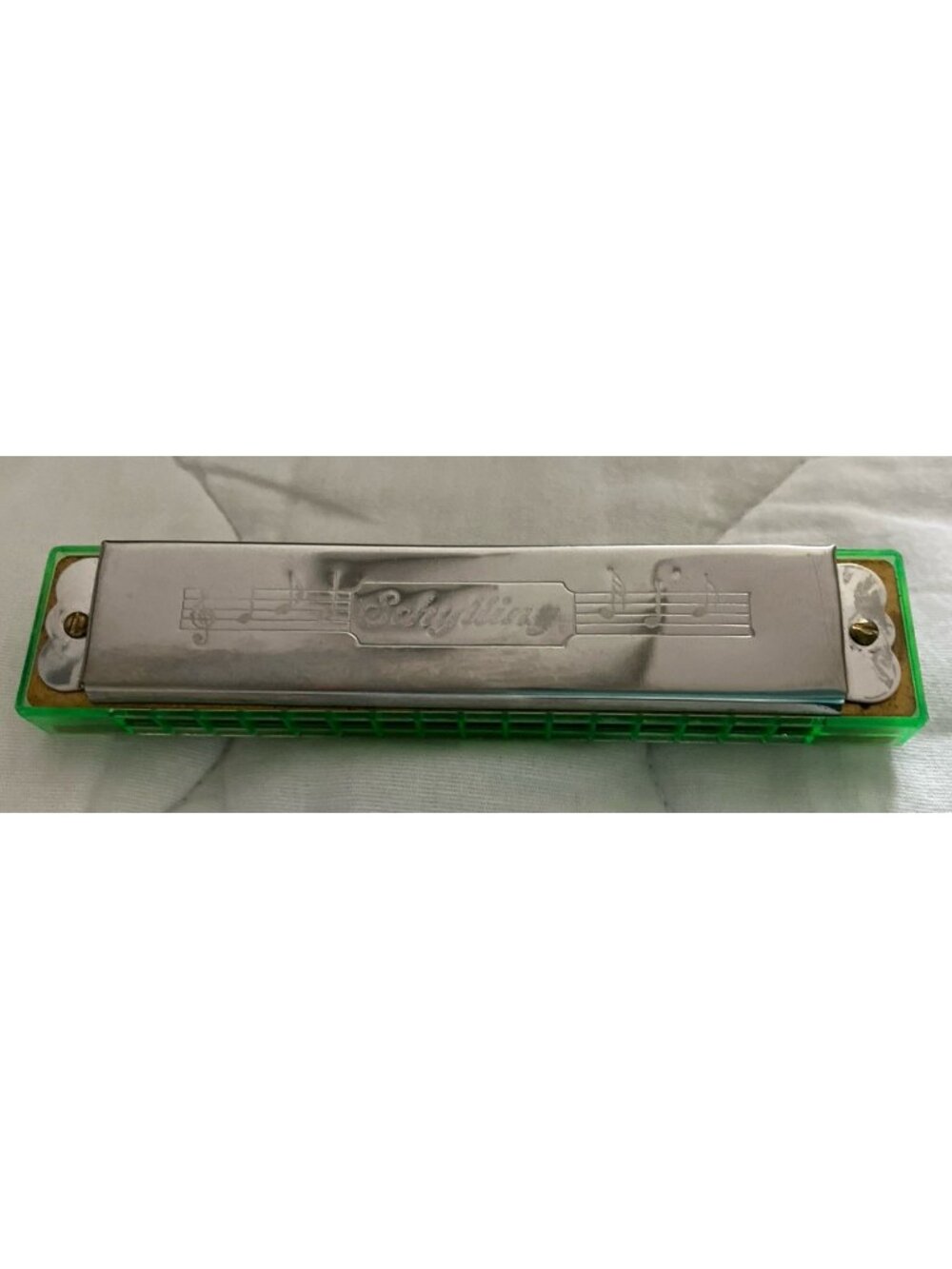 Schylling Harmonica Classic 16 Hole Green Sides With Case
